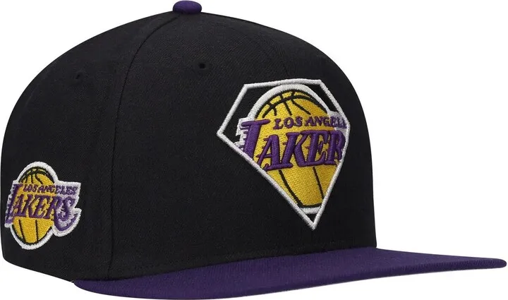 Men's Black and Purple Los Angeles Lakers 75th Anniversary Carat Captain Snapback Hat
