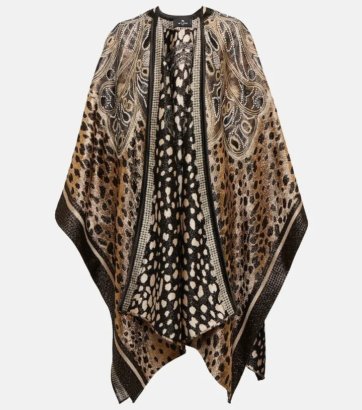Metallic jacquard cheetah cape