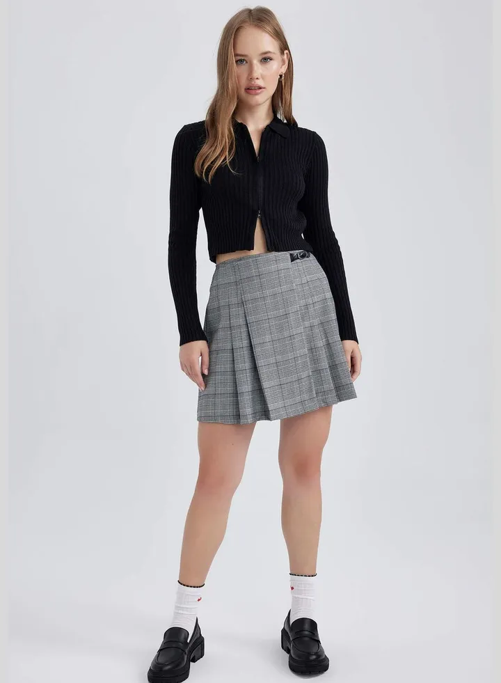 Woman Pleat Woven Skirt