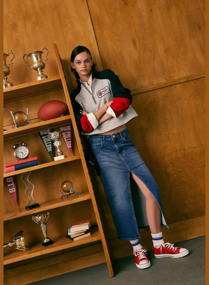 Woman Long Fit Denim Skirt