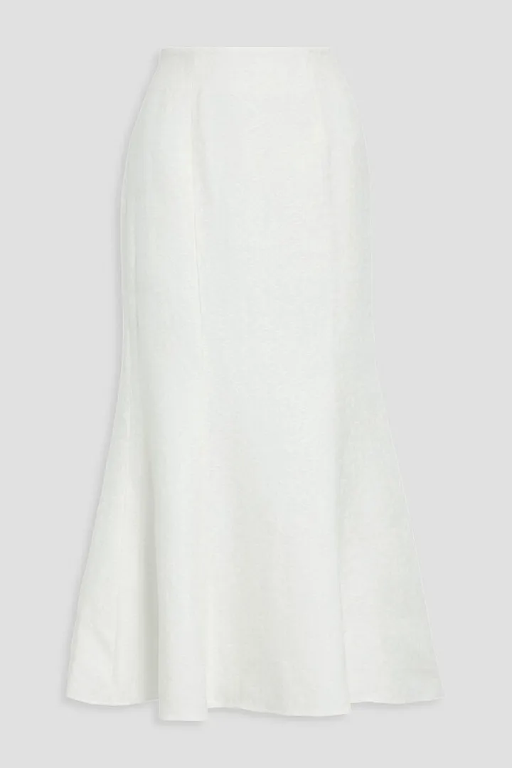 Fluted floral-jacquard midi skirt