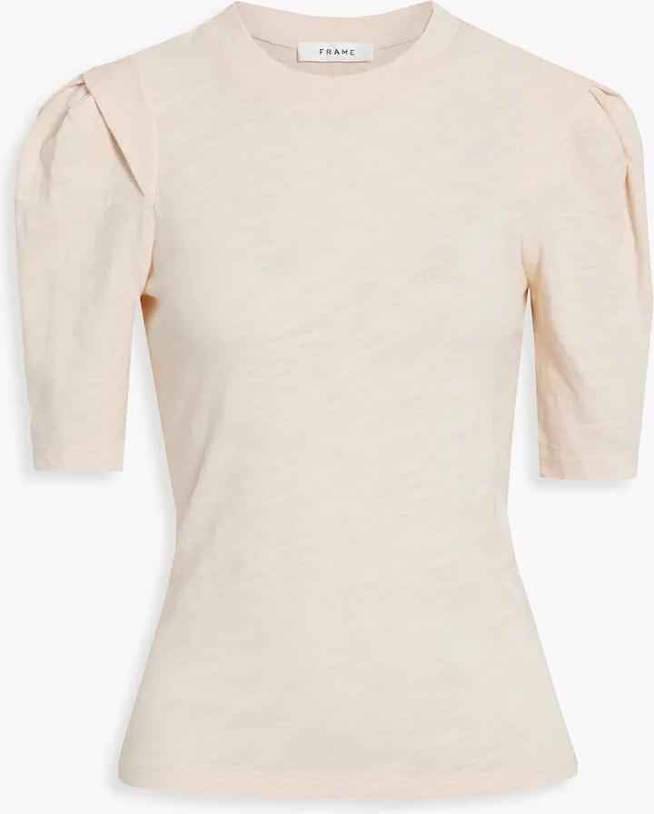 Gathered slub cotton-jersey T-shirt