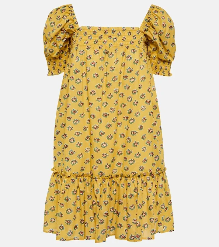 Floral shirred cotton dress