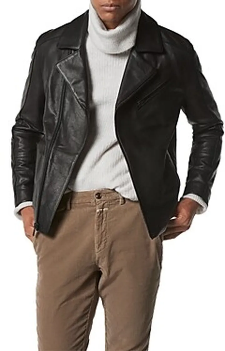 Andrew Marc Farnworth Asymmetrical Leather Moto Jacket