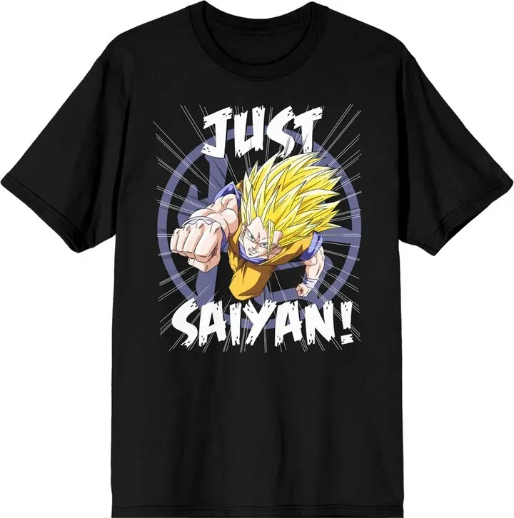 Dbz Just Saiyan Super Vintage Men’s Black Crew Neck Tee - XXL