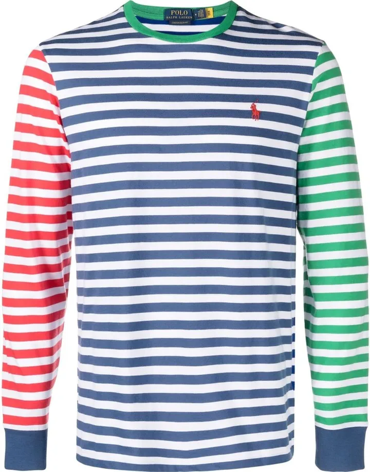 Blue Polo Pony Striped Cotton T-Shirt