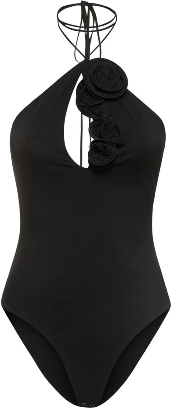 Halter neck cutout jersey bodysuit