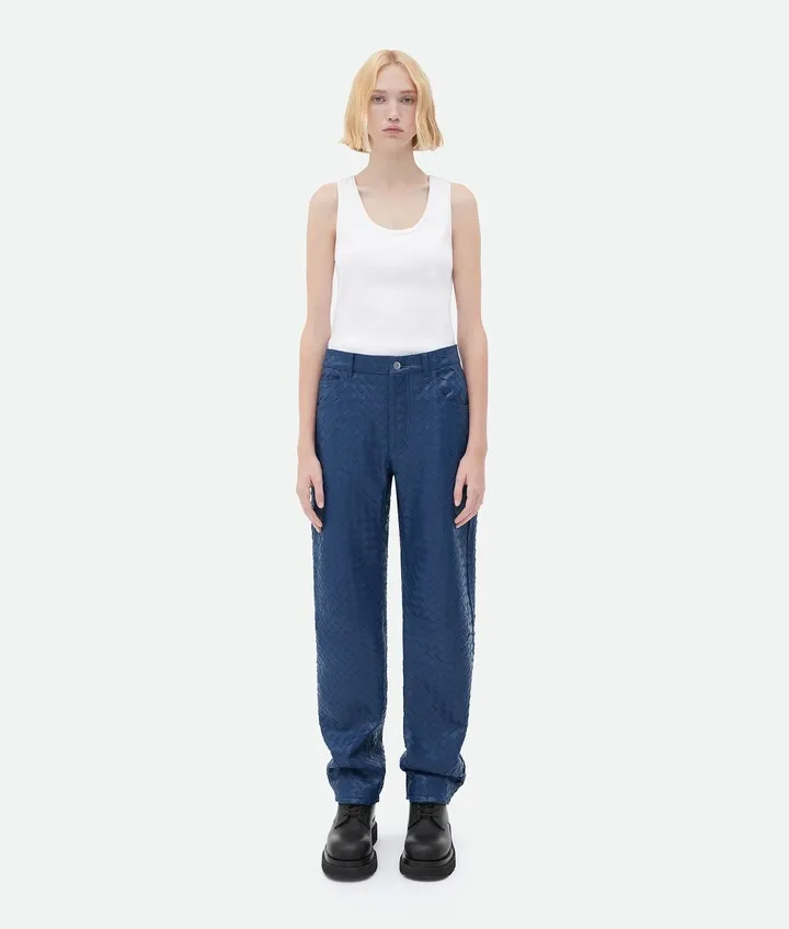 Intrecciato Leather Pants