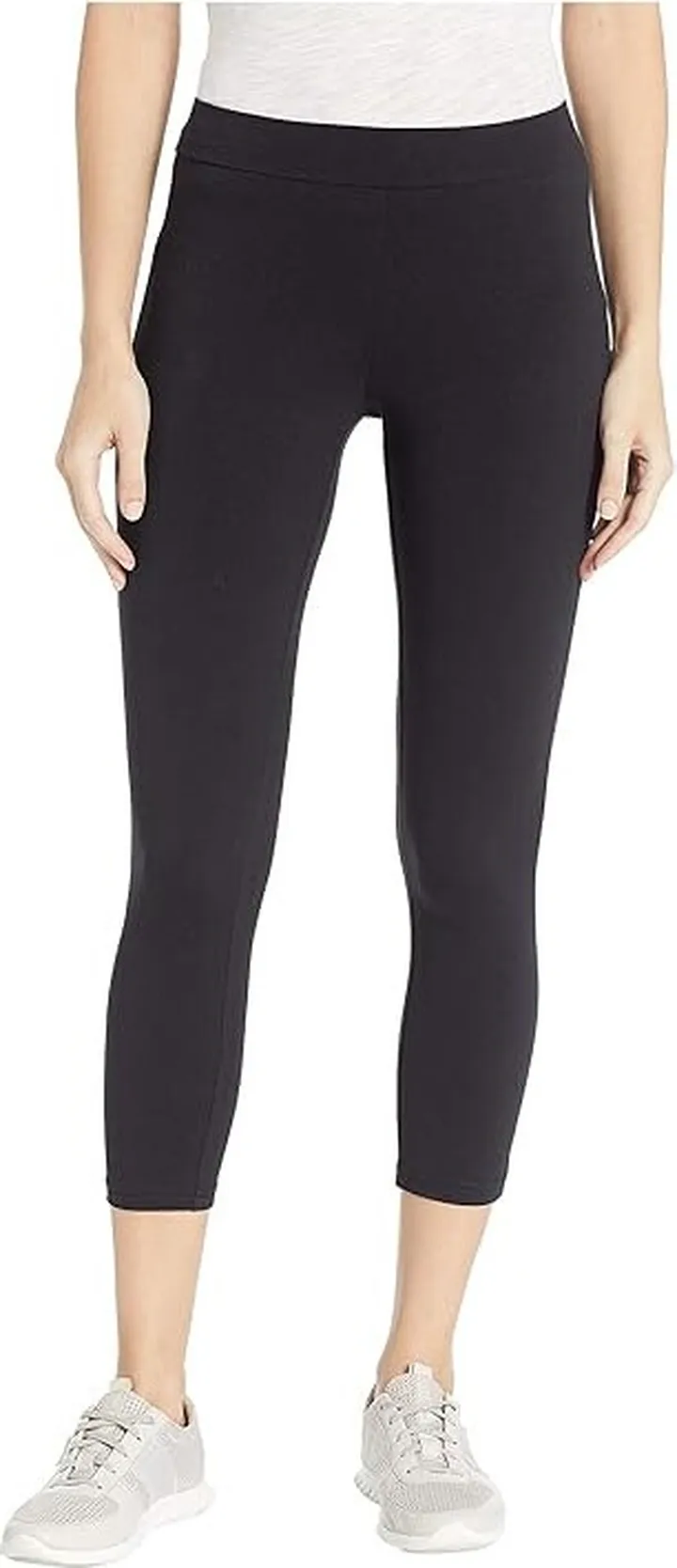 HUE Wide Waistband Blackout Cotton Capri Leggings (Black) Women's Casual Pants