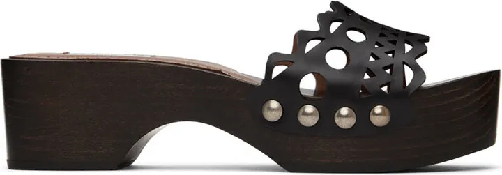 ALAÏA Black Vienne Wooden Clogs