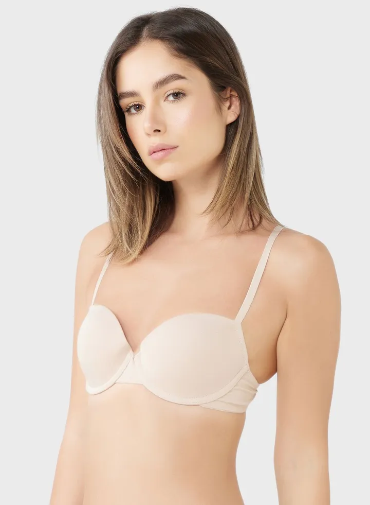Strap Detail Plunge Bra