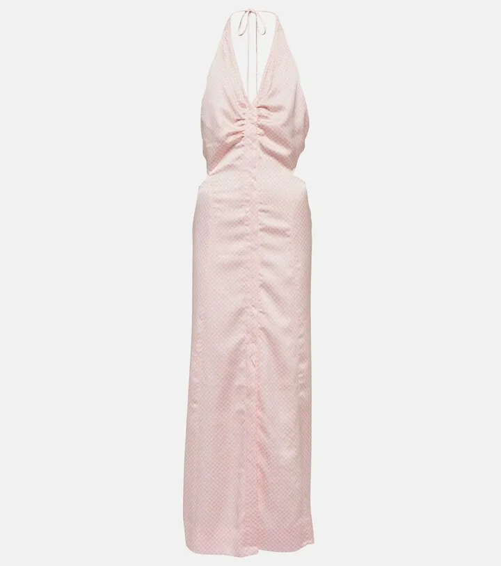 Gingham halterneck maxi dress