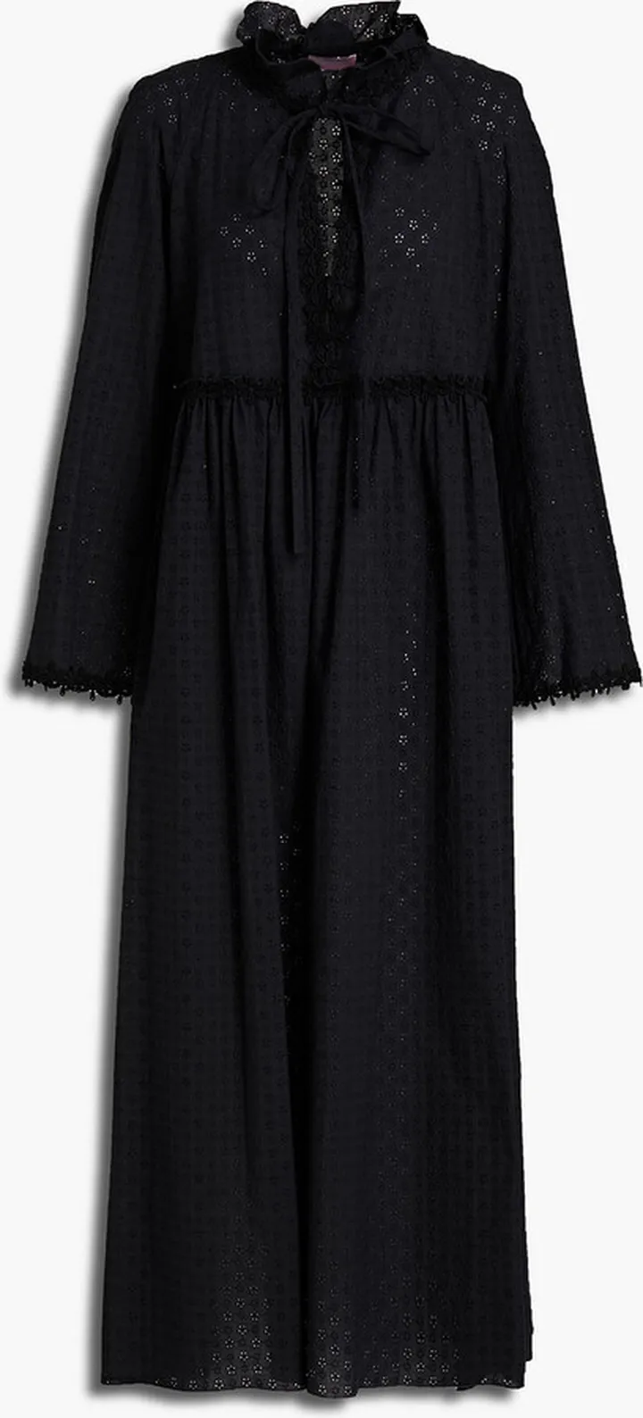 Gathered broderie anglaise cotton midi dress