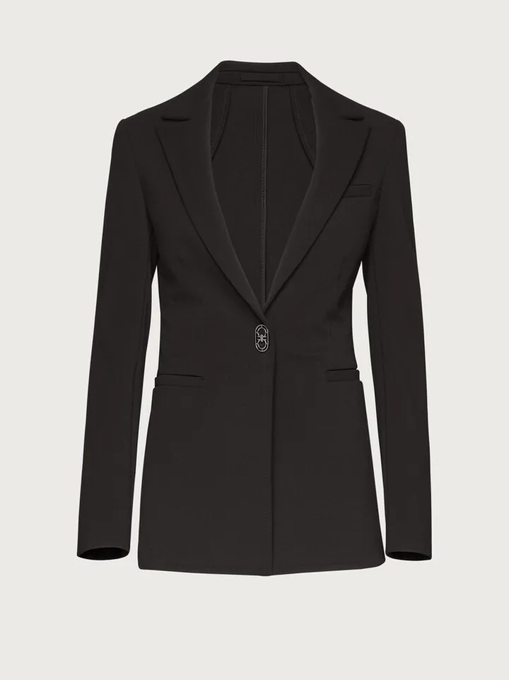 Ferragamo Women Single breasted jersey blazer Black