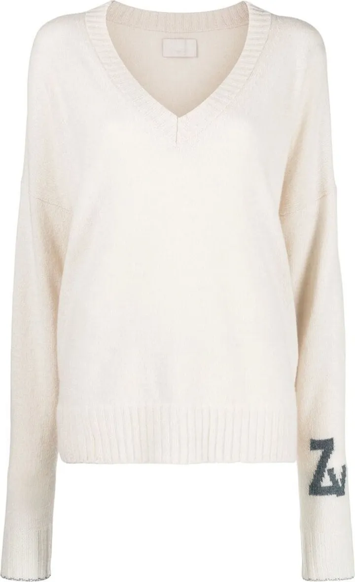 V-neck knitted jumper