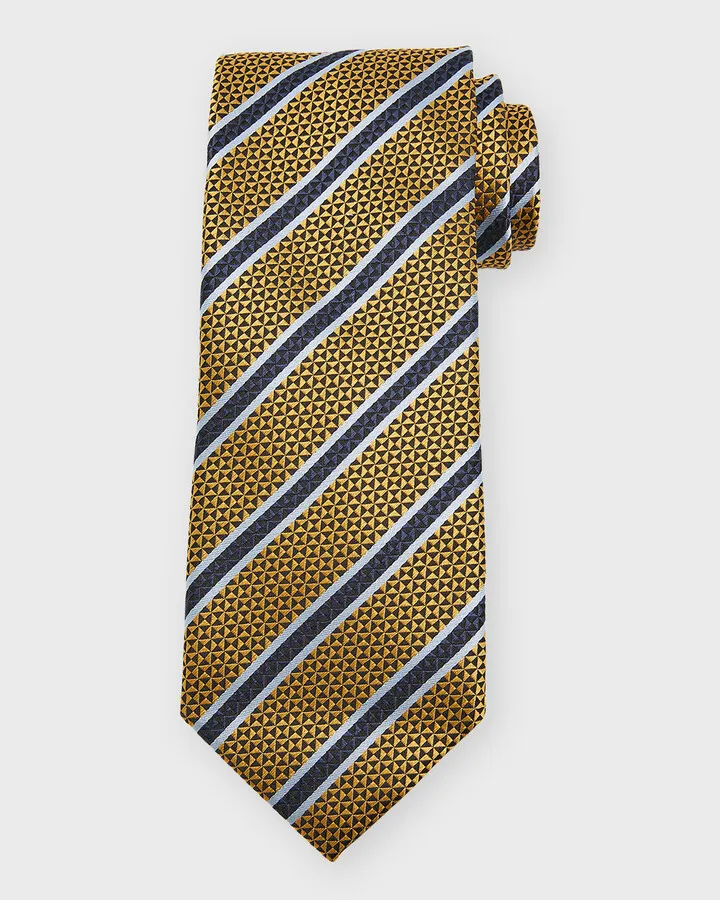 Men's Geometric Stripe Silk Jacquard Tie