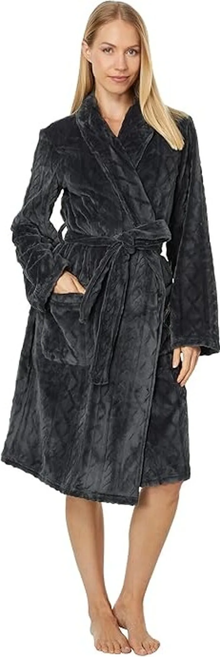 P.J. Salvage Cable Knit Plush Robe (Charcoal) Women's Robe