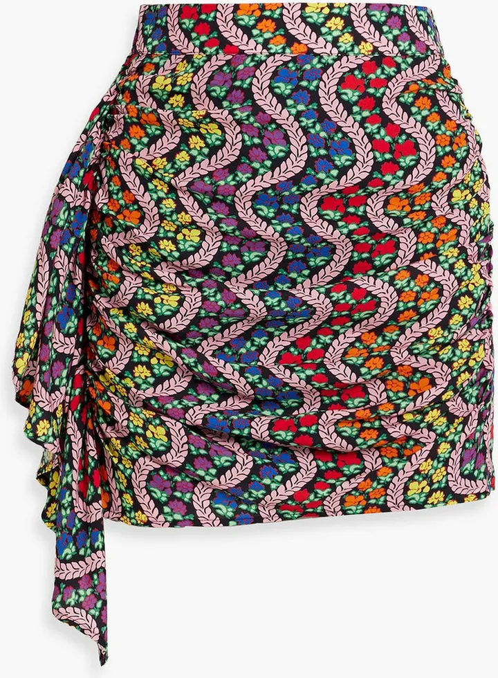 Hannah draped printed crepe mini skirt