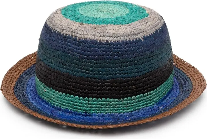 Stripe-Detail Raffia Sun Hat