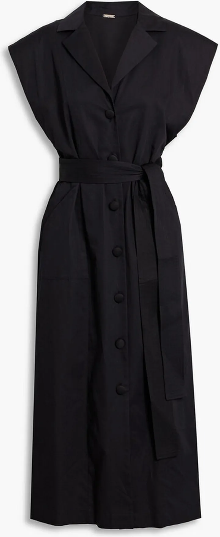Belted cotton-poplin midi shirt dress