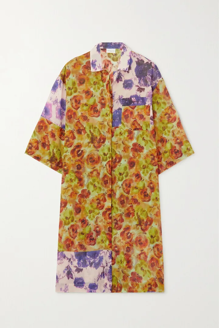 Dries Van Noten - Floral-print Cotton-voile Shirt Dress - Yellow