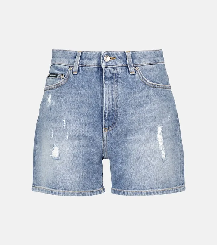 Mid-rise denim shorts