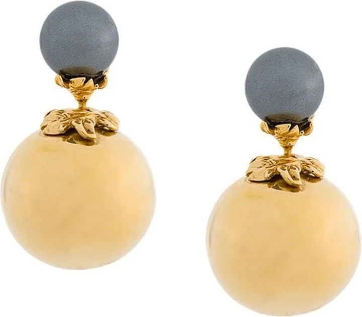 Orb And Pearl Stud Earrings