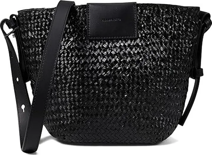 AllSaints Ebro Straw Crossbody (Black) Cross Body Handbags
