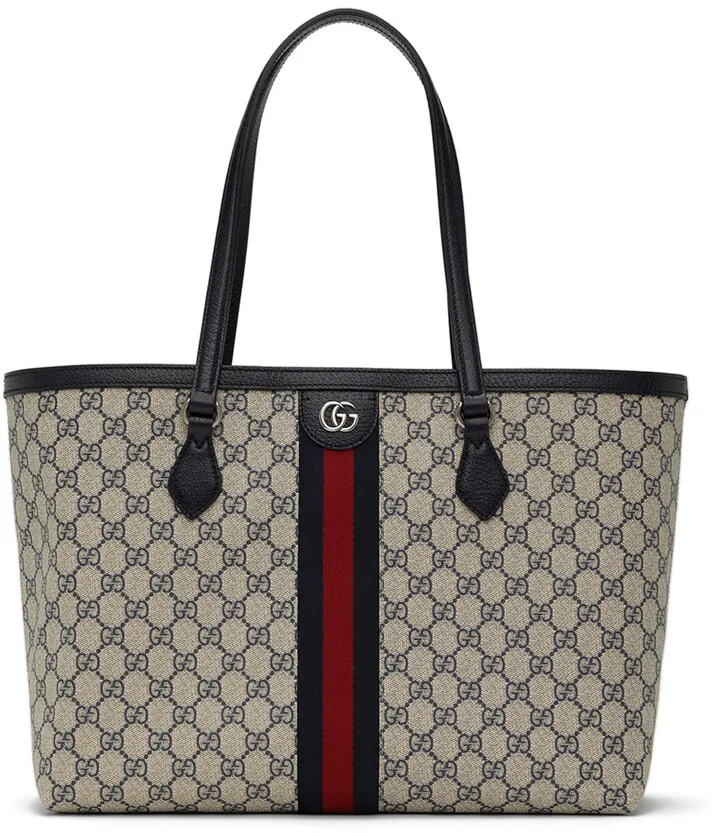 Gucci Blue & Beige Medium Ophidia GG Supreme Tote