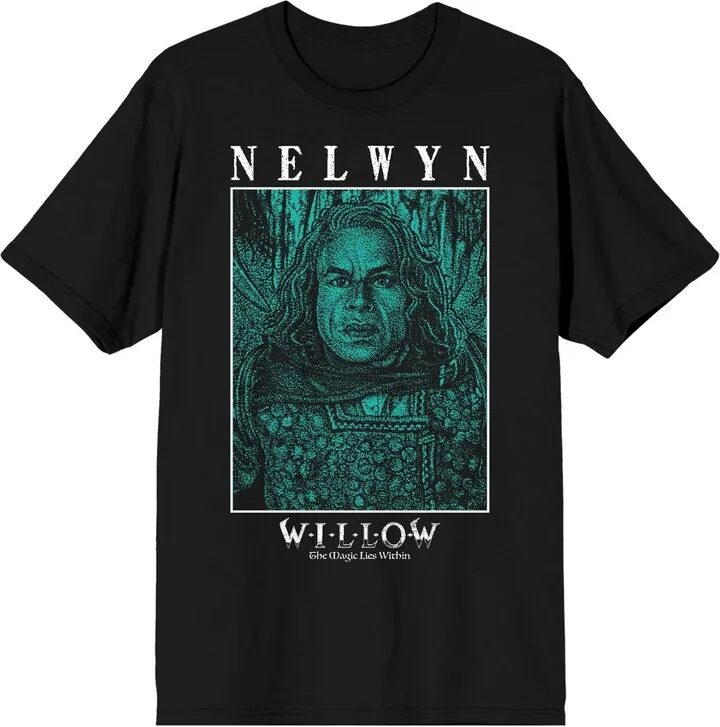 Willow Series Nelwyn Teal Stiple Men’s Black Crew Neck Short Sleeve Tee-Medium