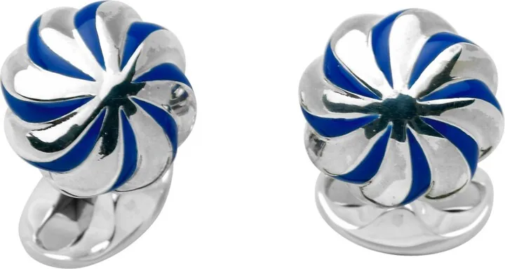 Deakin & Francis - Deakin & Francis Sterling Silver Blue Enamel Pumpkin Knot Cufflinks