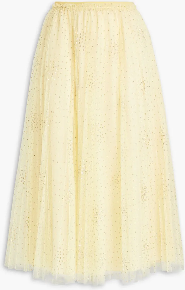 Glittered pleated point d'esprit midi skirt