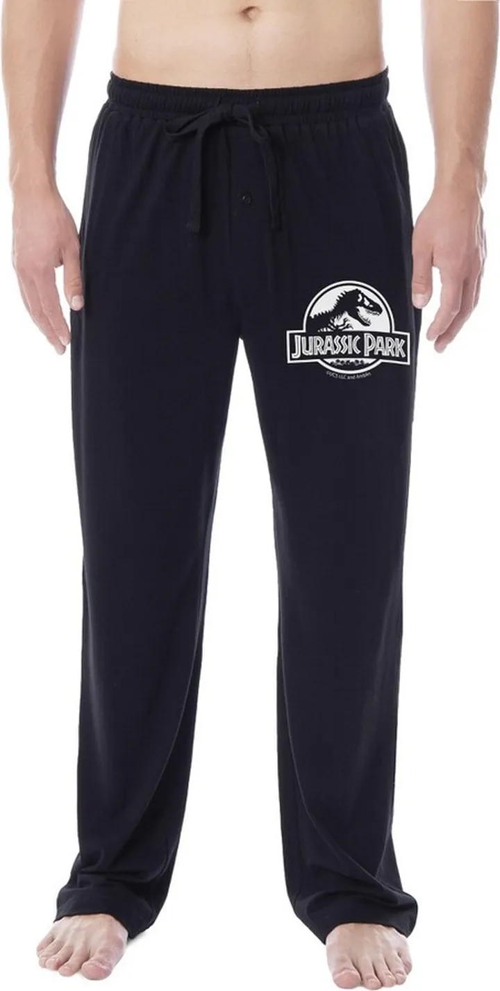 Jurassic Park Mens' Movie Film Park Logo Icon Sleep Pajama Pants (Large) Black