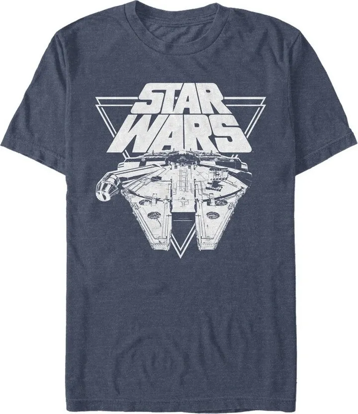 Men's Star Wars The Last Jedi Millennium Falcon Triangle T-Shirt - Navy Blue Heather - 3X Large