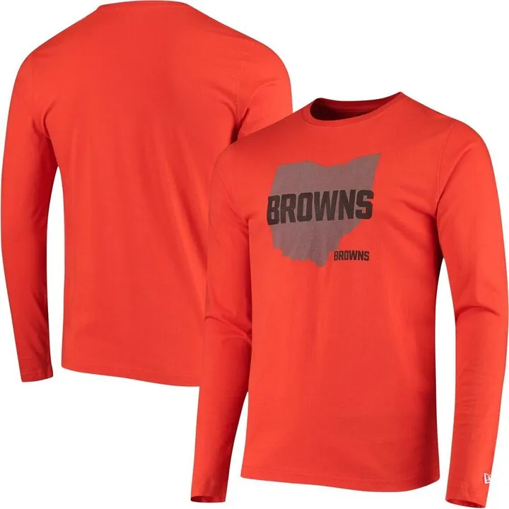 Men's New Era Orange Cleveland Browns State Long Sleeve T-shirt