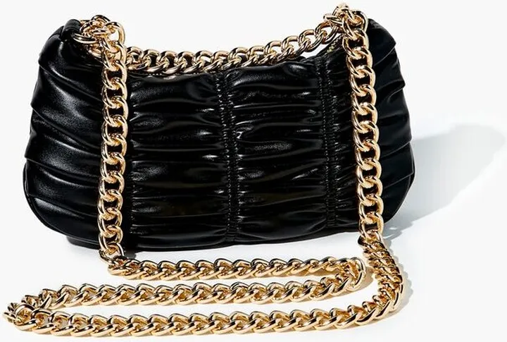 Ruched Baguette Shoulder Bag