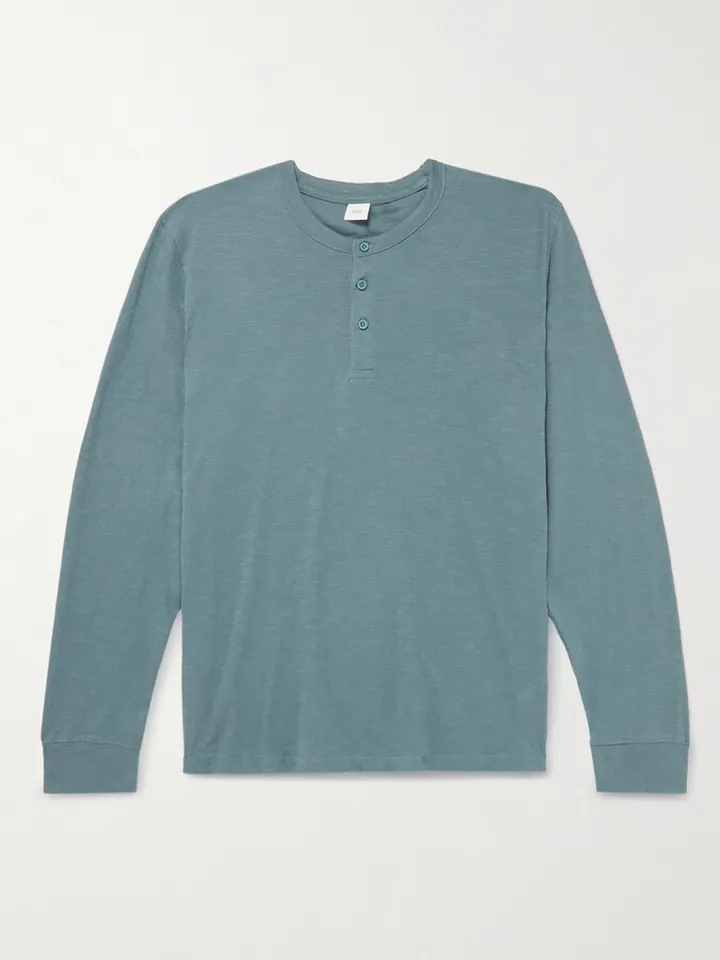 Slub Cotton-Jersey Henley T-Shirt
