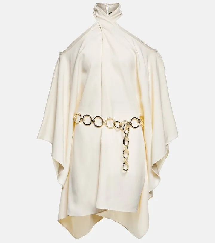 Piccolo Mambo belted crepe minidress