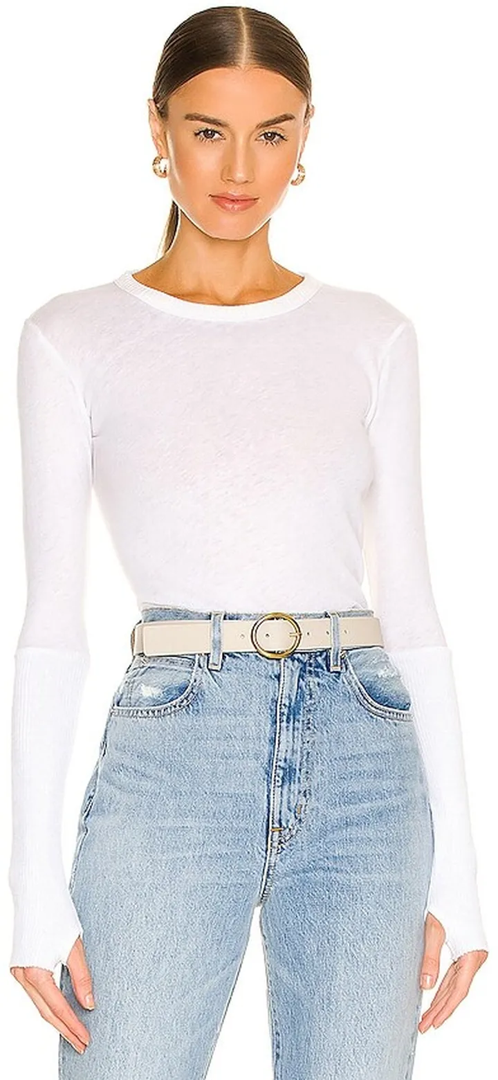 Cashmere Cuffed Crew Neck Top