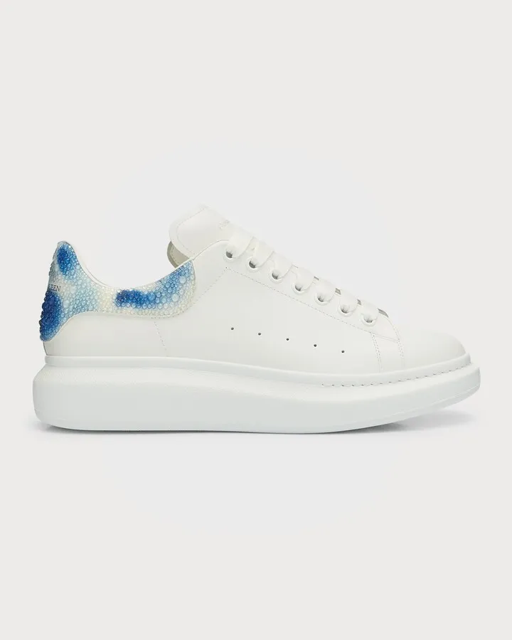 Men's Oversized Larry Crystal-Backstay Leather Low-Top Sneakers