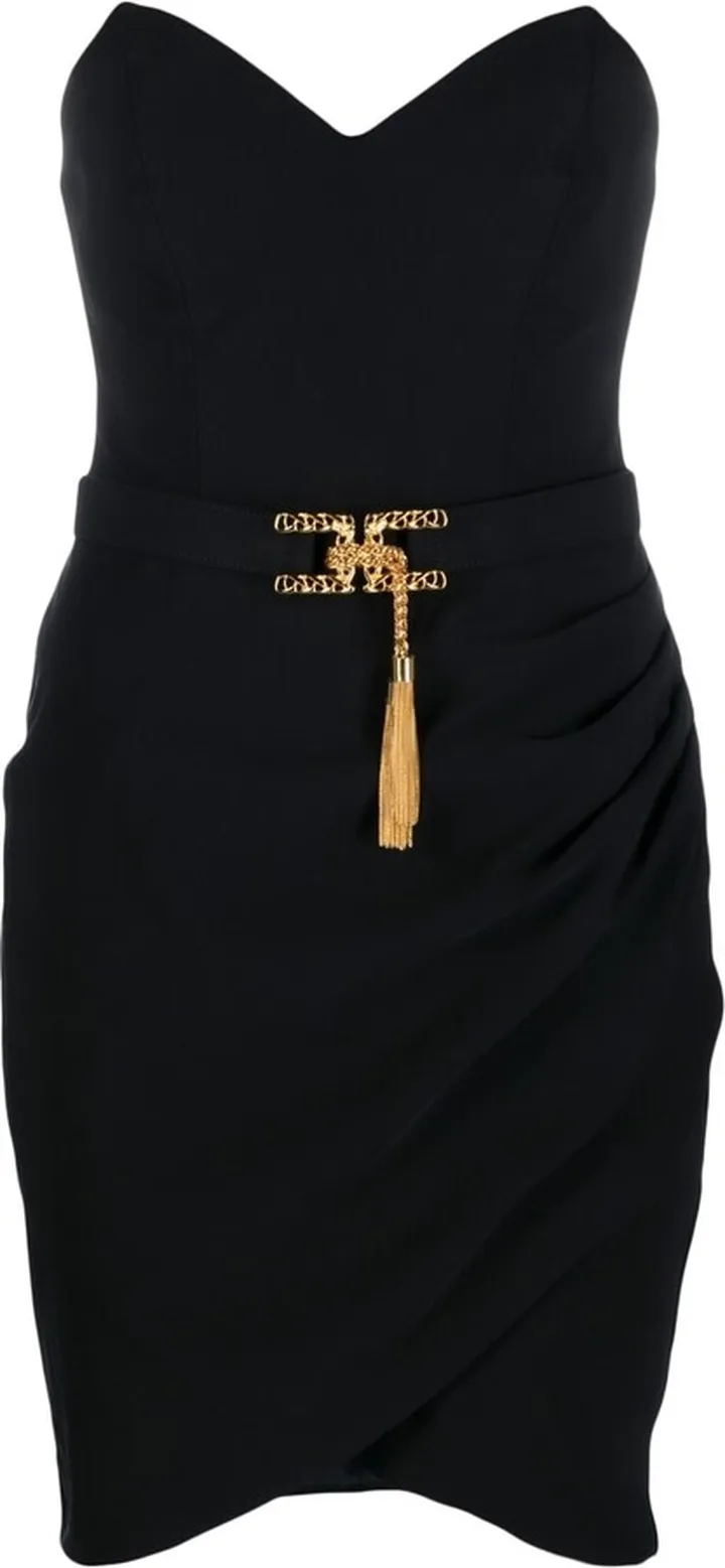Buckle-Embellished Draped Minidress