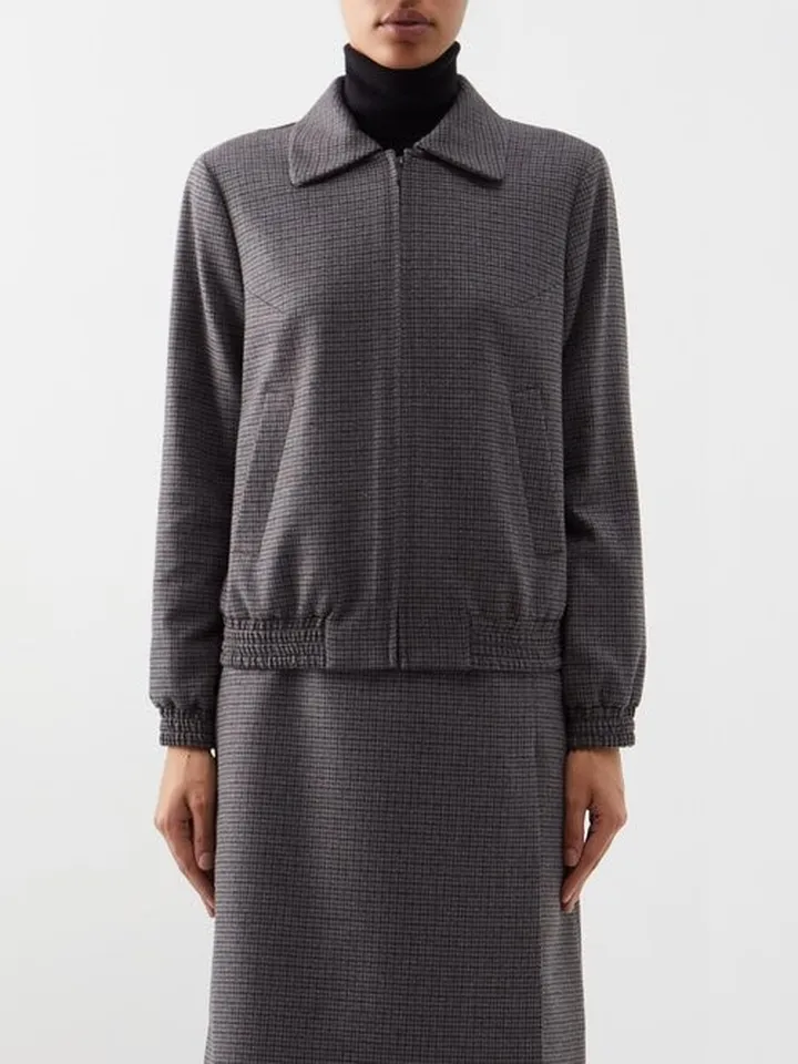 The Lexi Zipped Houndstooth Bomber Jacket