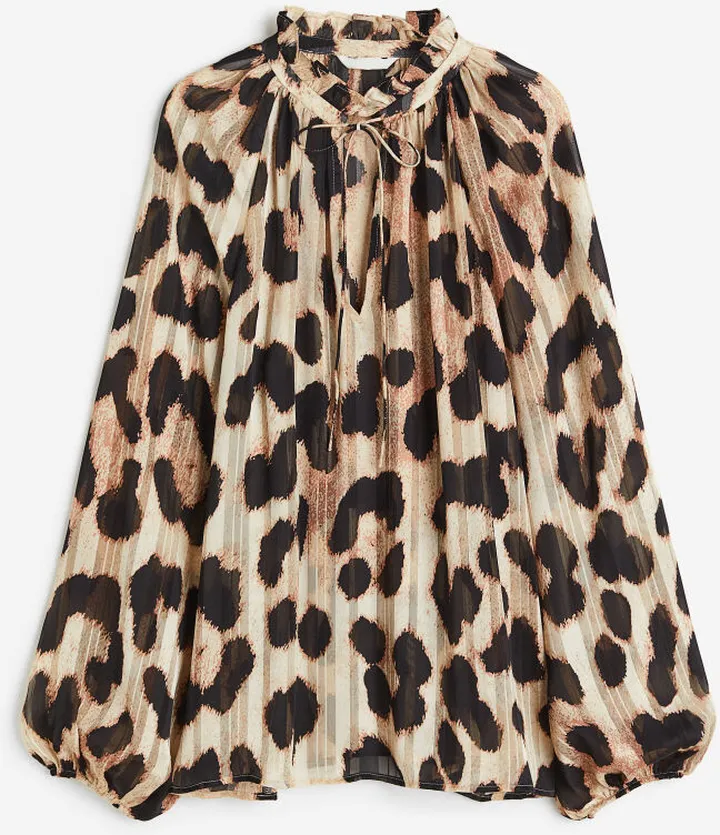 Ruffle-trimmed Crêped Blouse