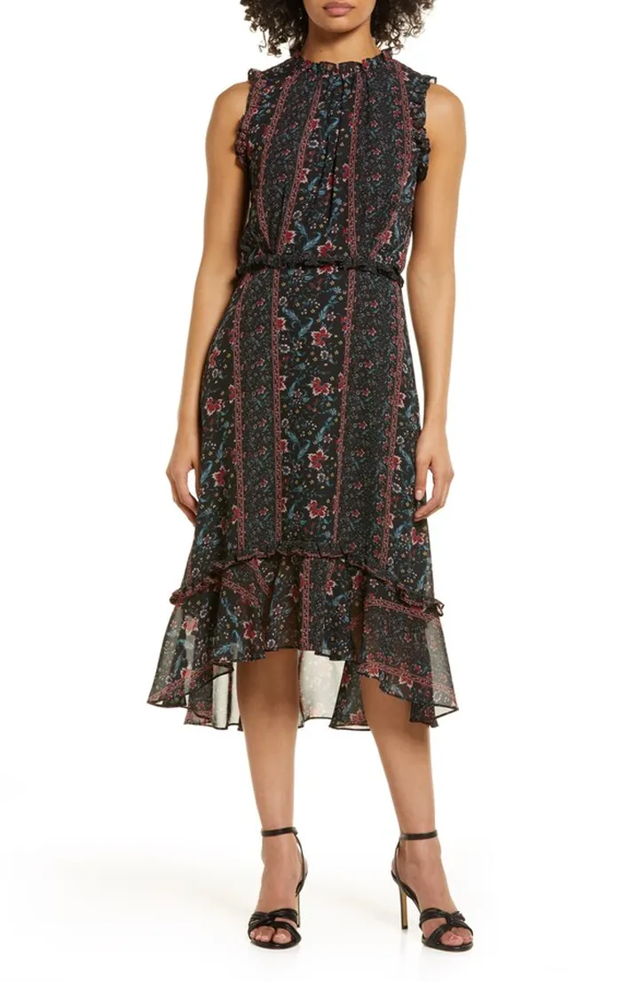 Sleeveless Mock Neck Midi Dress