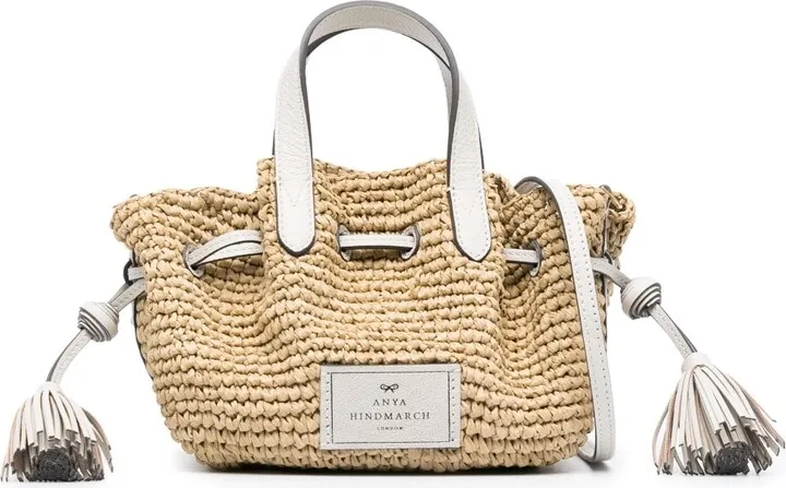 Tassel-Detail Raffia Tote Bag
