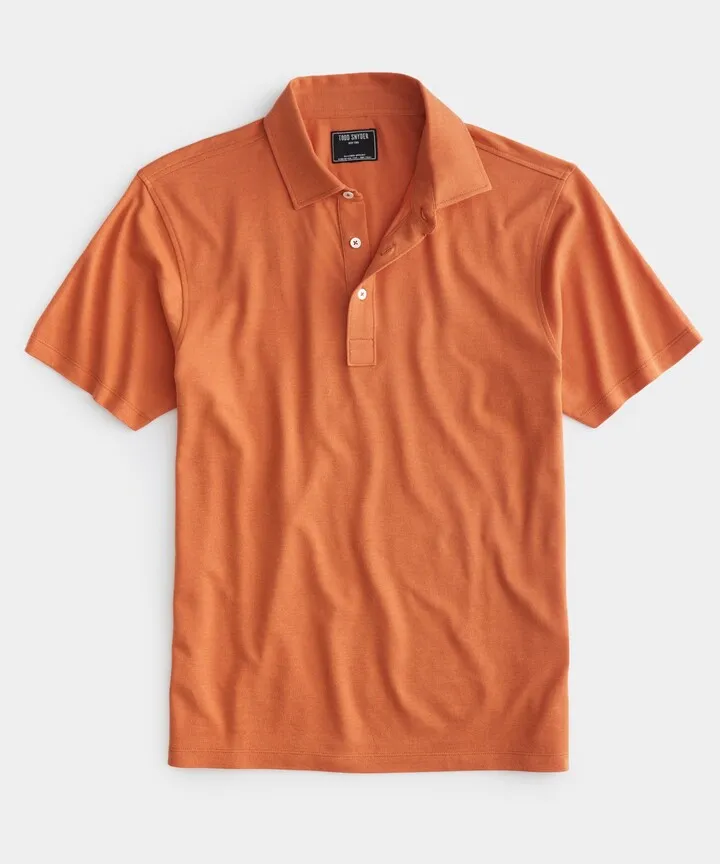 Fine Pique Polo in Orange
