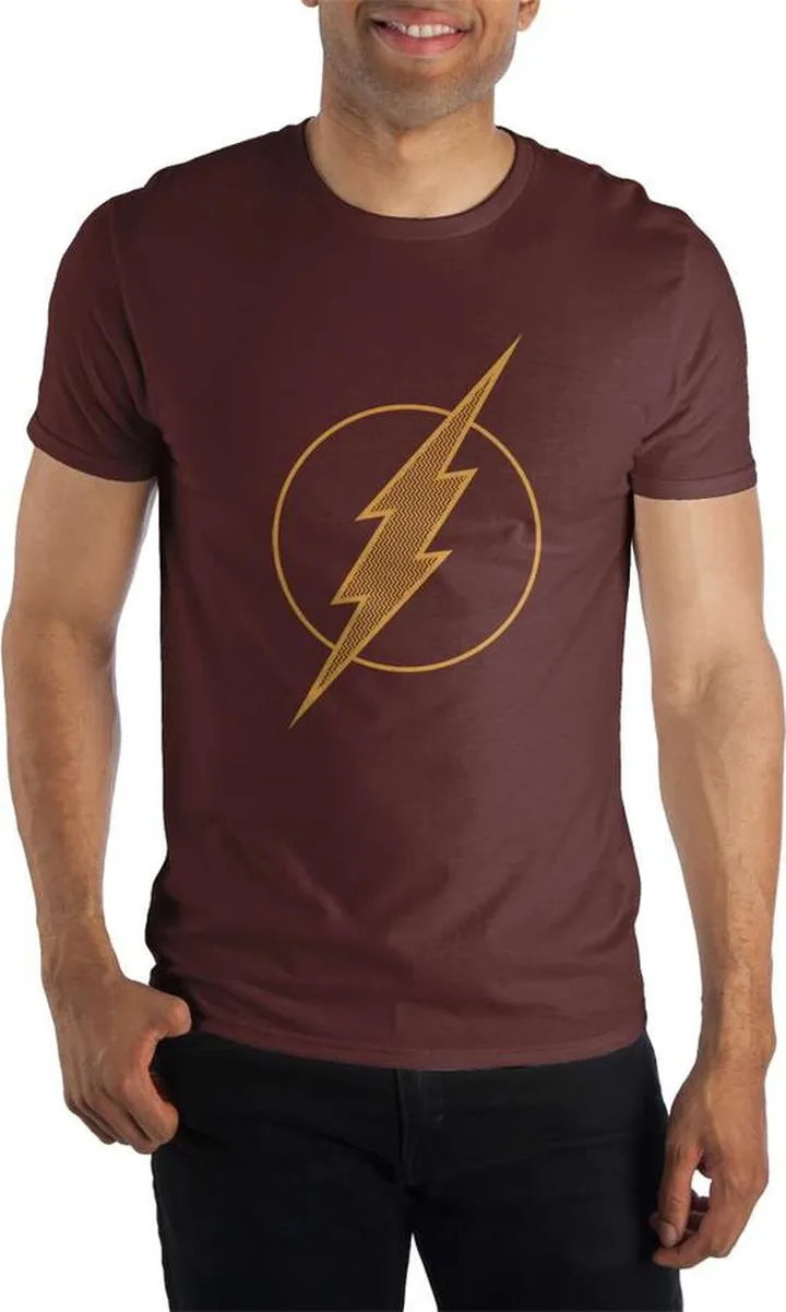 DC Comics Flash Logo Men's Red Tee T-Shirt Shirt - Scarlet Speedster Justice League Member-5XL