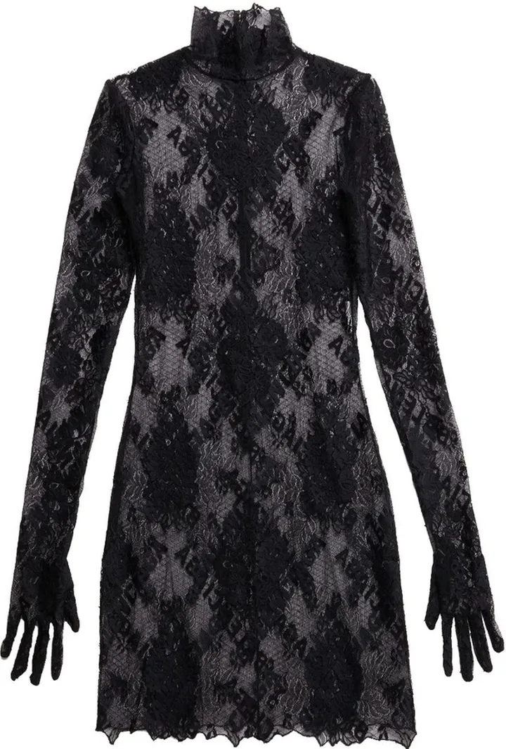 High-Neck Lace Minidress