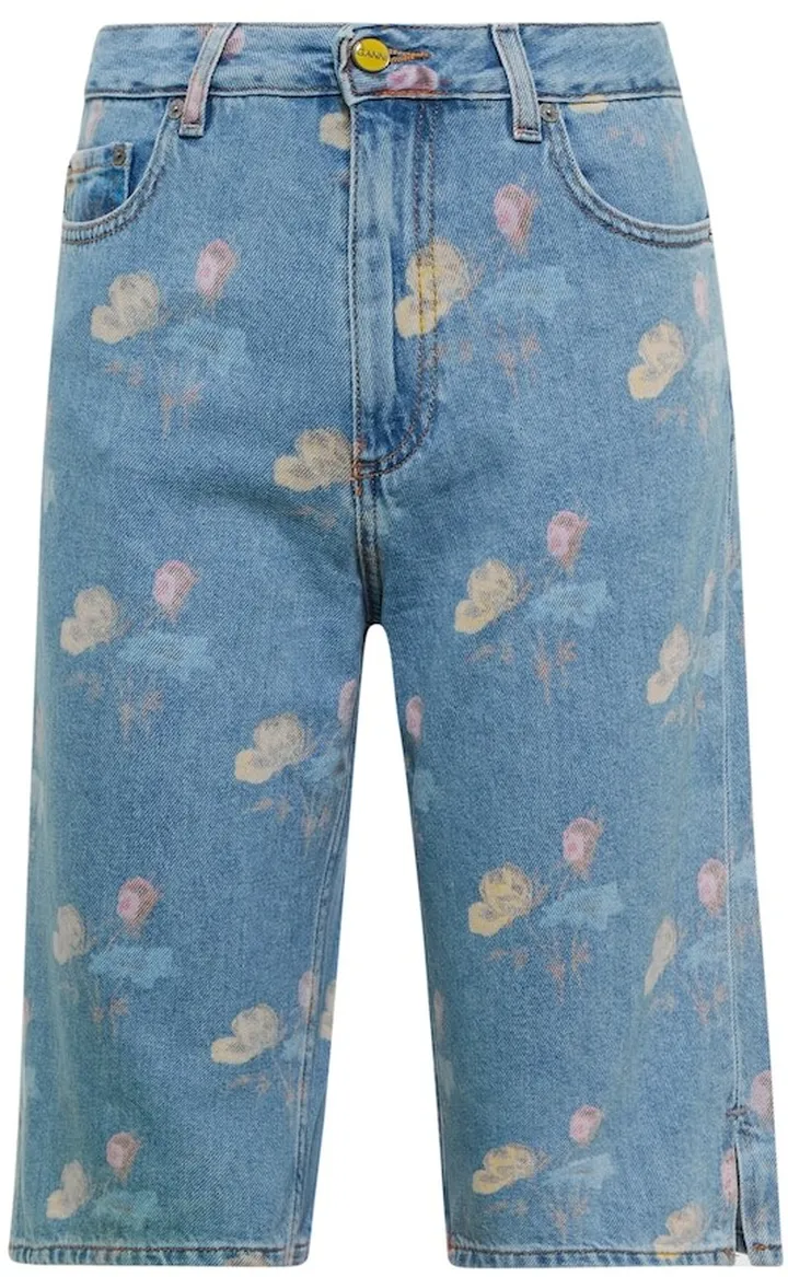 Floral denim Bermuda shorts