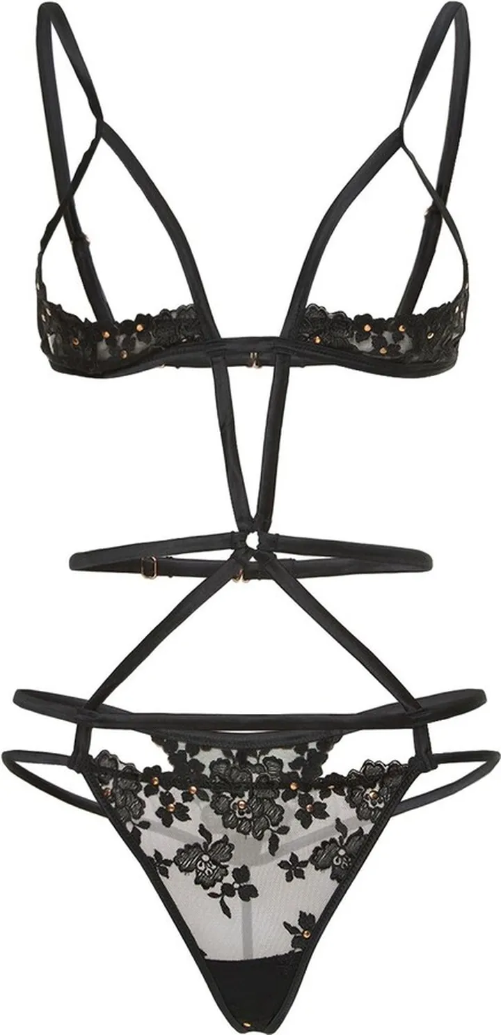 Nailhead bondage bodysuit
